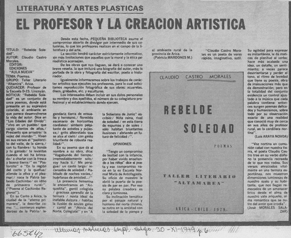 El profesor y la creación artística.