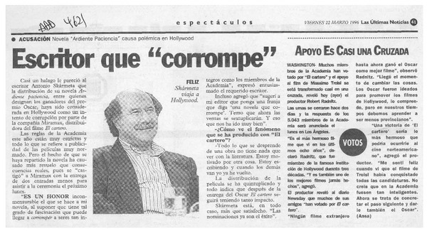 Escritor que "corrompe"  [artículo].