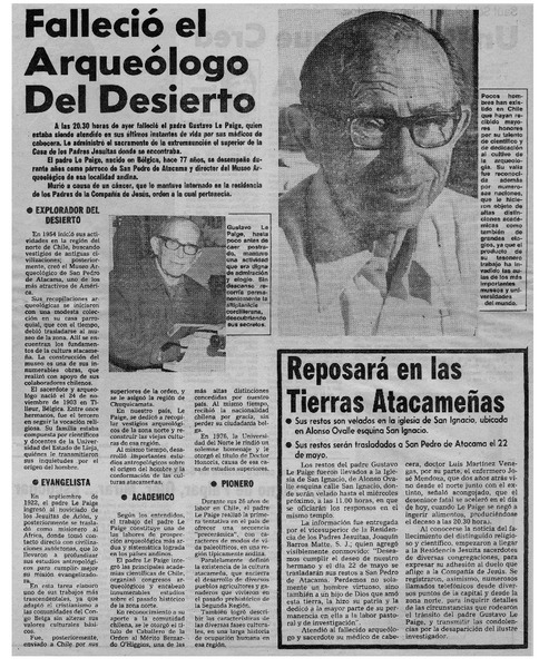 Falleció el arqueólogo del desierto.