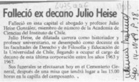 Falleció ex decano Julio Heise  [artículo].