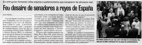Feo desaire de senadores a reyes de España