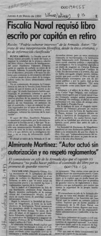 Fiscalía Naval requisó libro escrito por capitán en retiro  [artículo].