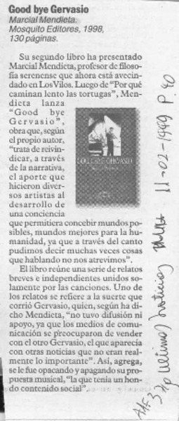 Good bye Gervasio  [artículo].