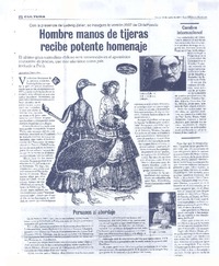 Hombre manos de tijeras recibe potente homenaje  [artículo] Leonardo Sanhueza.