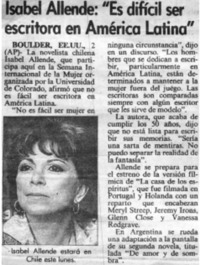 Isabel Allende, "Es difícil ser escritora en América Latina"