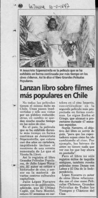 Lanzan libro sobre filmes más populares en Chile  [artículo].