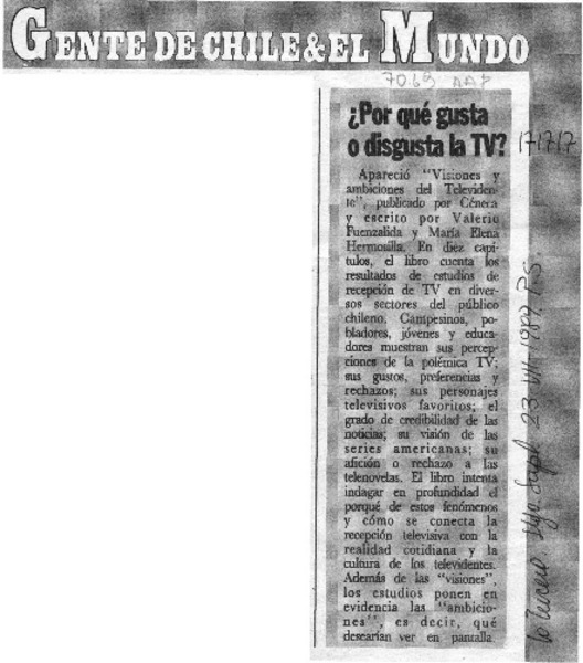 Por qué gusta o disgusta la TV?
