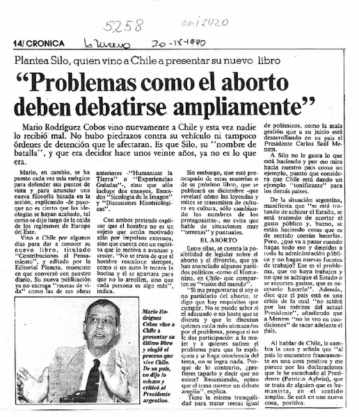 "Problemas como el aborto deben debatirse ampliamente"  [artículo].