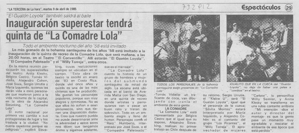 Inauguración superestar tendrá quinta de "la comadre lola".