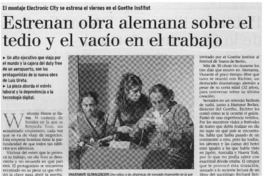 Estrenan obra alemana sobre el tedio y el vacío en el trabajo