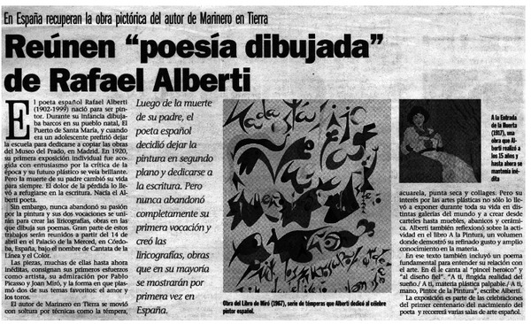 Reúnen "poesía dibujada" de Rafael Alberti.