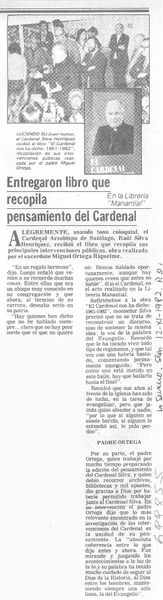 Entregaron libro que recopila pensamiento del Cardenal.
