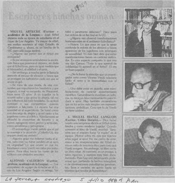 Escritores hinchas opinan.