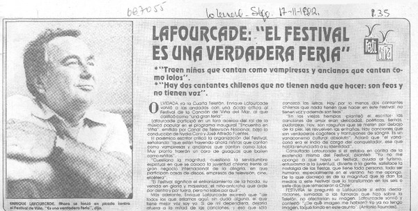 Lafourcade: "el festival es una verdadera feria".