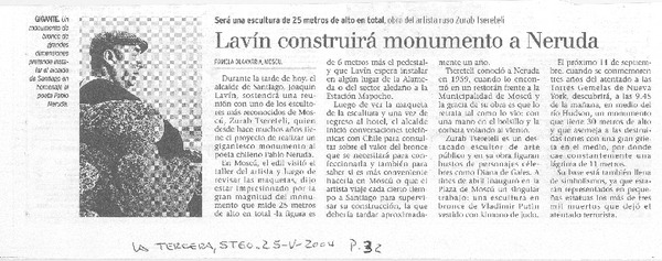 Lavín construirá monumento a Neruda