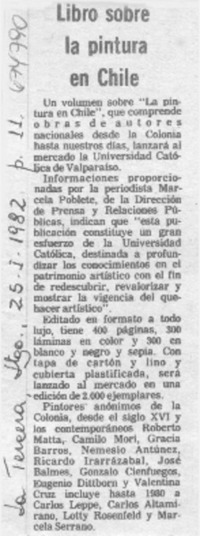Libro sobre la pintura en Chile.