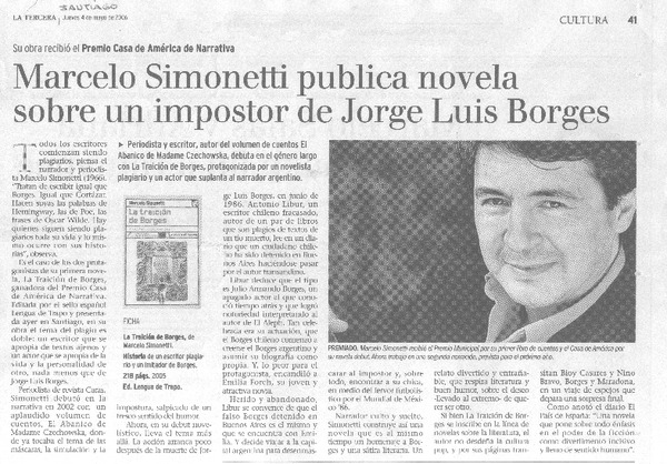Marcelo Simonetti publica novela sobre un impostor de Jorge Luis Borges