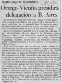 Orrego Vicuña presidirá delegación a B. Aires.