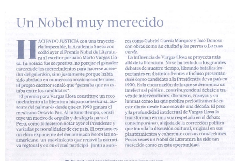 Un Nobel muy merecido