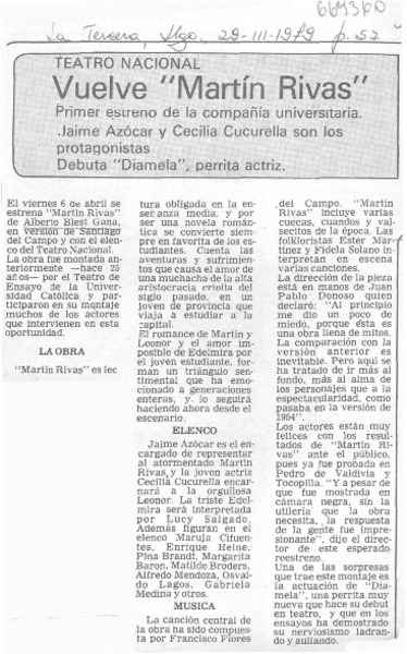 Vuelve "Martín Rivas".