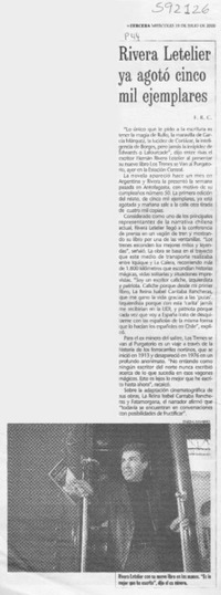 Rivera Letelier ua agotó cinco mil ejemplares  [artículo] F. R. C.