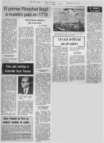El primer Pinochet llegó a nuestro país en 1719