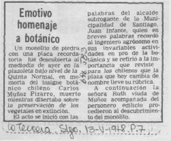 Emotivo homenaje a botánico.