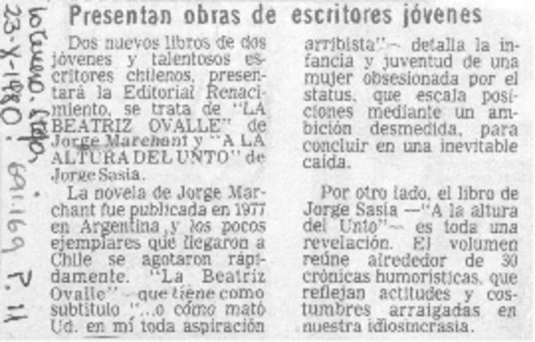 Presentan obras de escritores jóvenes.