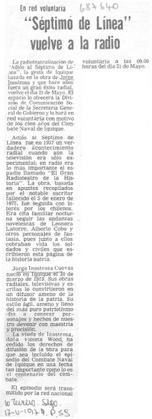 "Séptimo de línea" vuelve a la radio.