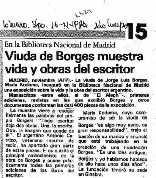 Viuda de Borges muestra vida y obras del escritor