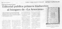 Editorial publica primera traducción al húngaro de "La Araucana"
