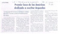 Premio Casa de las Américas dedicado a escritor Arguedas