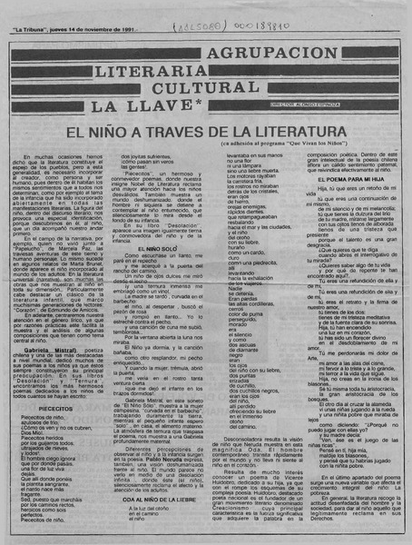 El niño a través de la literatura  [artículo] Alonso Espinoza.