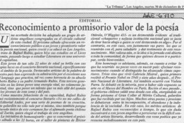 Reconocimiento a promisorio valor de la poesía