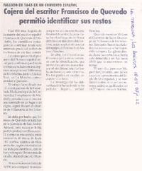 Cojera del escritor Francisco de Quevedo permitió identificar sus restos