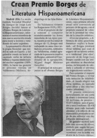 Crean Premio Borges de Literatura Hispanoamericana