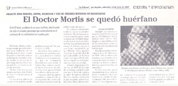 El Doctor Mortis se quedó huérfano