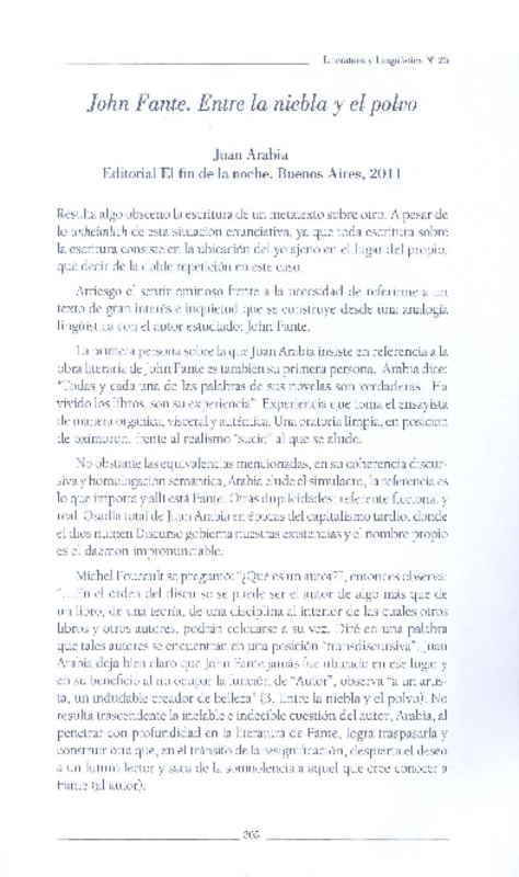 Entre la niebla y el polvo  [artículo] Susana Gerbiez.