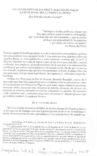 Las tentaciones de Eva según Miranda Rupailaf La Evocación del cuerpo y el deseo