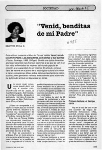 "Venid, benditas de mi padre"  [artículo] Beatriz Tohá G.