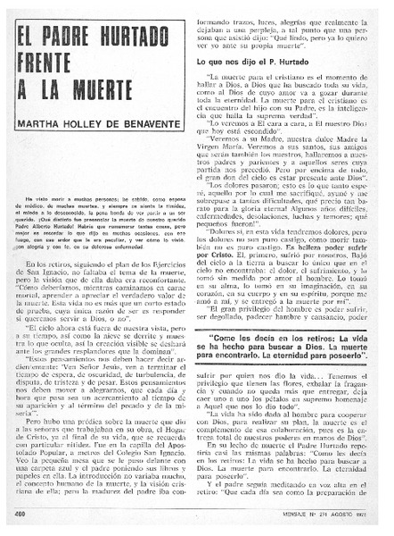 El Padre Hurtado frente a la muerte