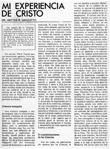 Mi experiencia de Cristo.