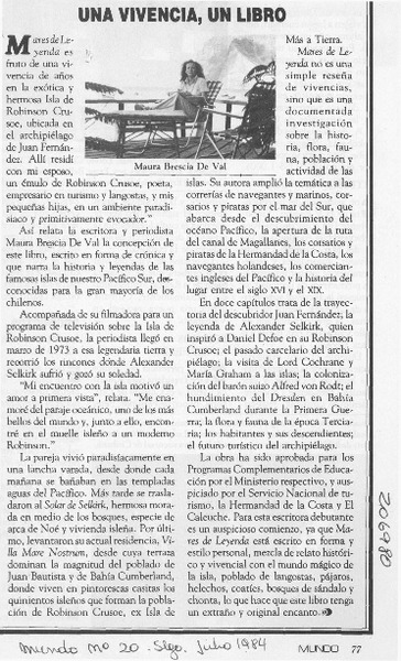 Una Vivencia, un libro
