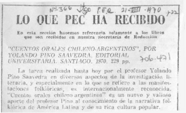 Lo Que PEC ha recibido.