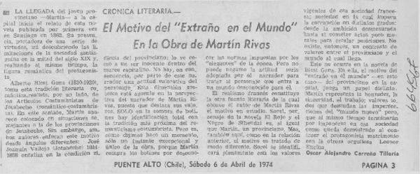 El motivo del "Extraño en el mundo" en la obra de Martín Rivas
