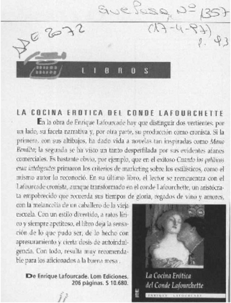 La Cocina erótica del Conde Lafourchette  [artículo].