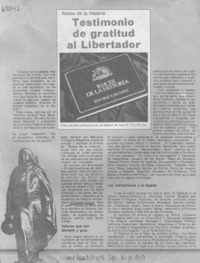 Testimonio de gratitud al libertador