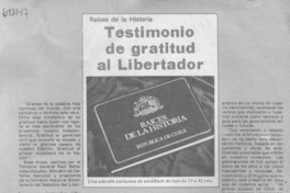 Testimonio de gratitud al libertador