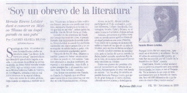 "Soy un obrero de la literatura"