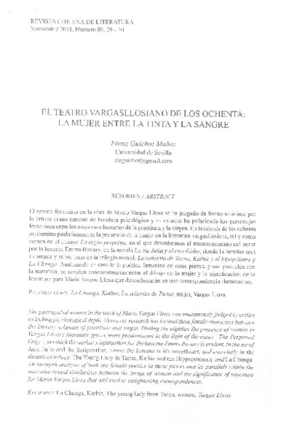 El teatro varasllosiano de los ochenta  [artículo] Elena Guichot Muñoz.
